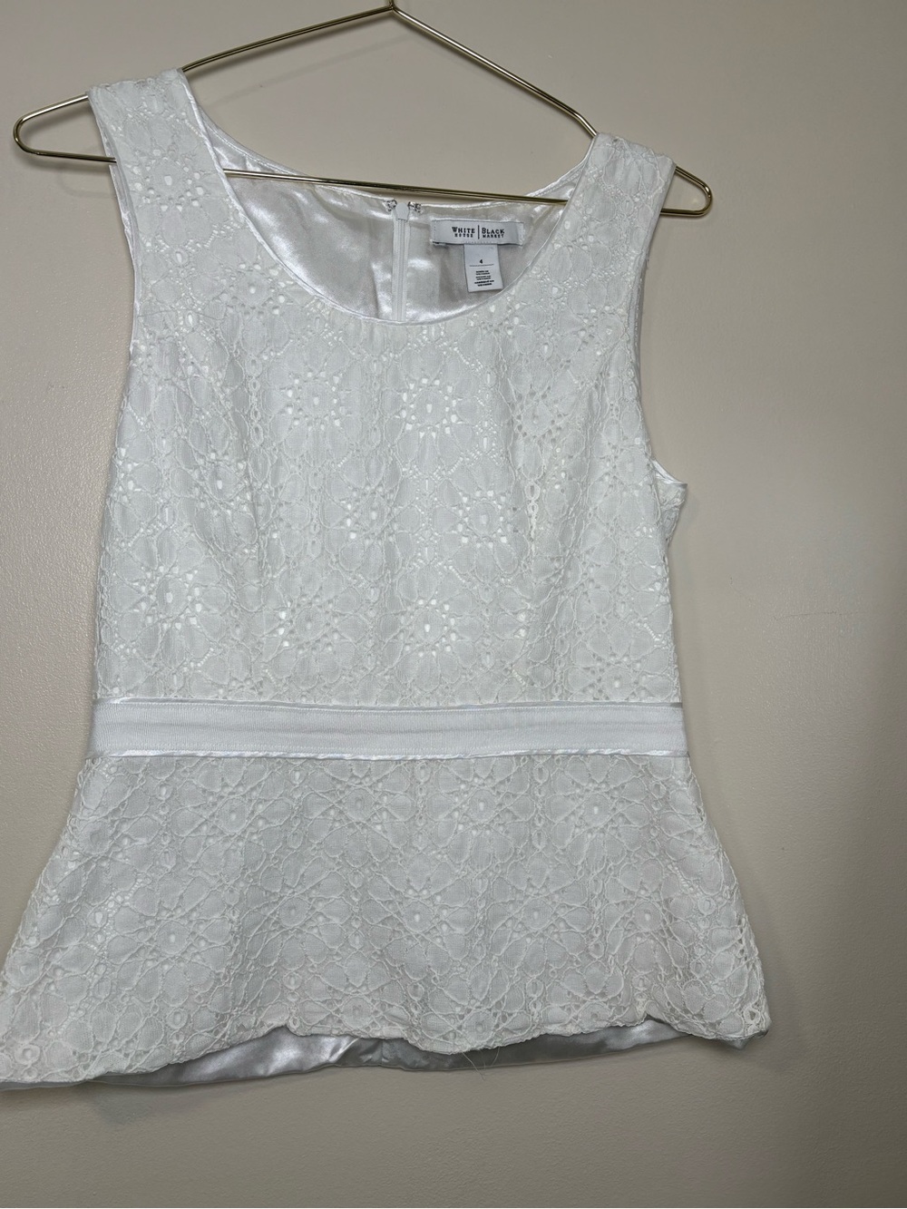 White Eyelet Peplum Tank Top by White House Black Market
